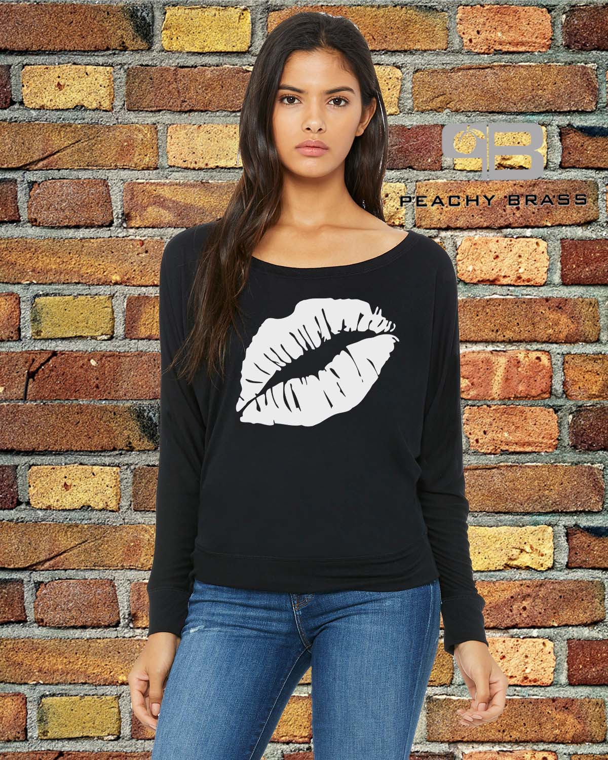 Women Off The Shoulder Lips Shirt