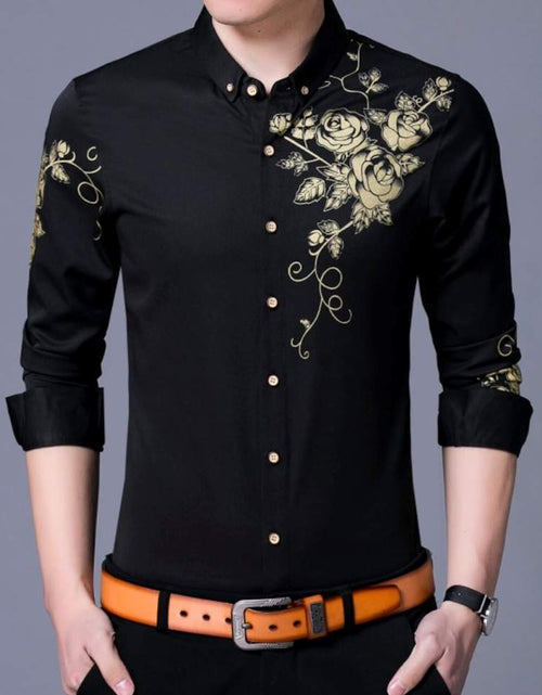 Load image into Gallery viewer, Mens Slim Fit Long Sleeve Floral Shirt
